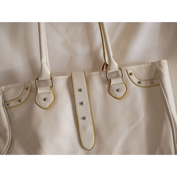 Elizabeth Arden Large White Tote Bag XL White Gold Trim 14"x15" - Picture 2 of 8